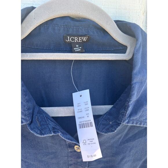 NWT J.Crew Cinched‎ Shirt Dress, Button Down, Indigo Blue, Cotton, Sz M - Picture 5 of 9